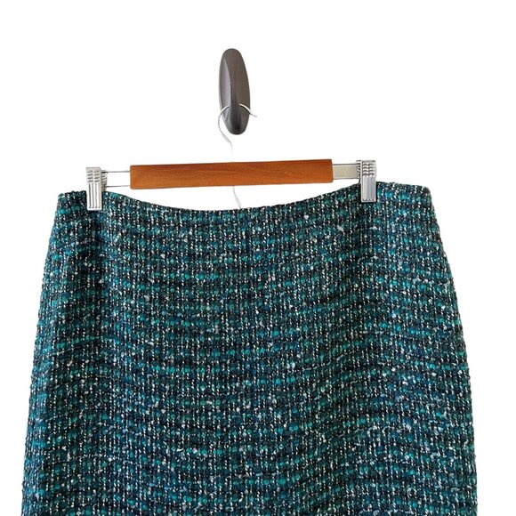 Talbots Tweed Wool Blend Pencil Skirt In Black & Green Size 12P - Picture 2 of 12